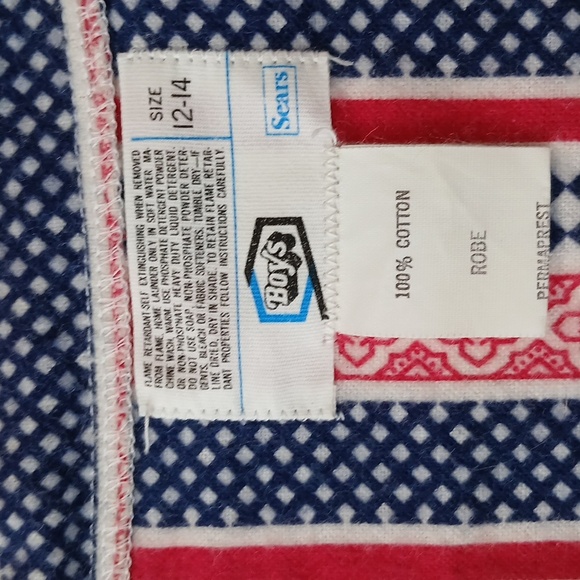 Vintage Sears Boys Size 12-14 Cotton Robe Western American Saturday Cartoons - Picture 3 of 4